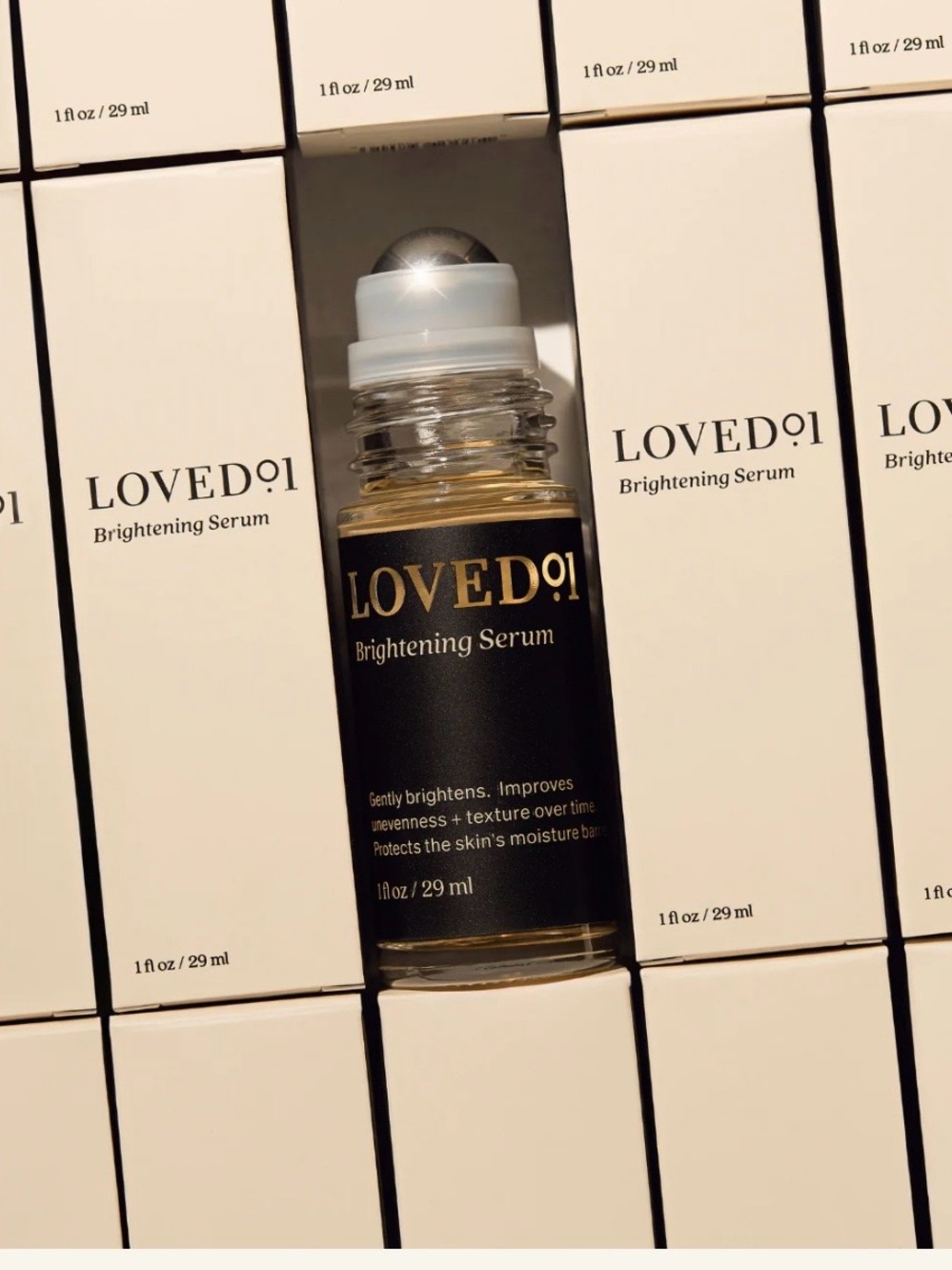 Loved01 Brightening Serum - Black & Gold Roller Bottle NIB